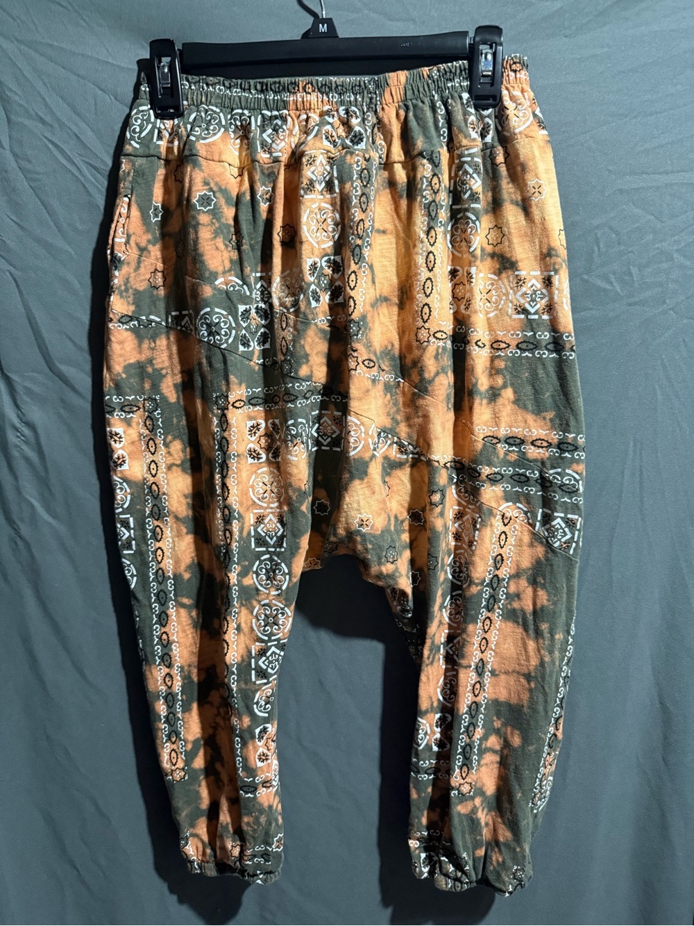 Jaded Gypsy Bandana Print Harem Pants in Rust & Olive - Picture 3 of 3